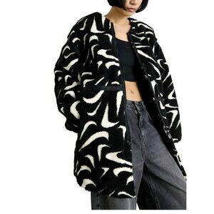 Nike Fleece High Pile Logo Long Coat Jacket Size Medium NWT